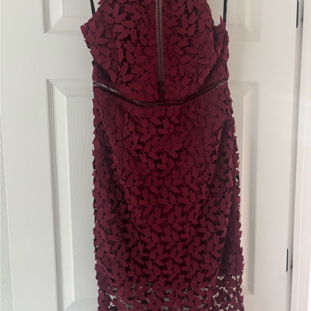 Bardot Red Sheath Cocktail Dress Spaghetti Strap